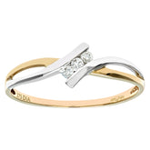 Channel Set Diamond Statement Ring in UK Hallmarked 9ct White and Yellow Gold